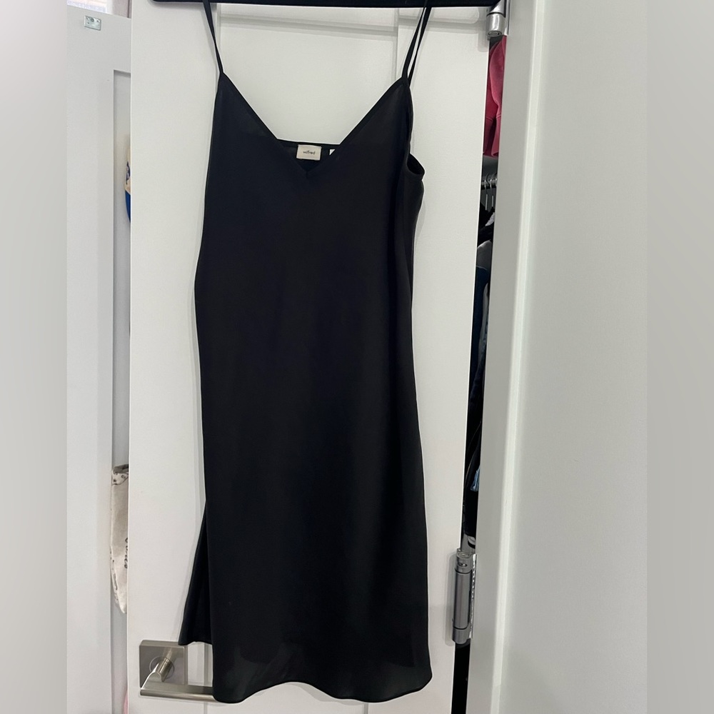 Aritzia Wilfred Black mini silk dress